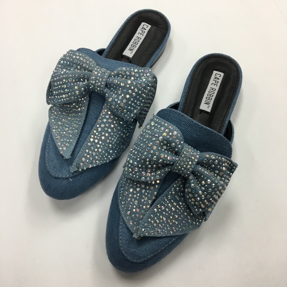 Denim rhinestone bow mule - Picture 4 of 8